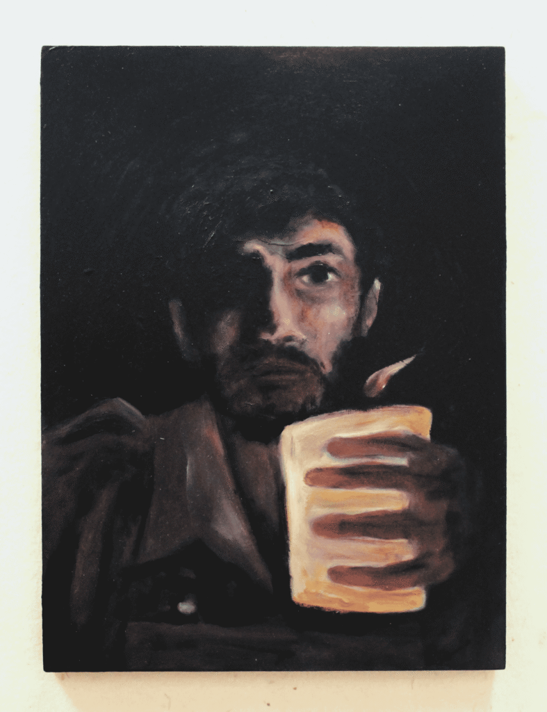 Self Portrait - Oil painting on backed wood panel. 30×40 cm (2026)
