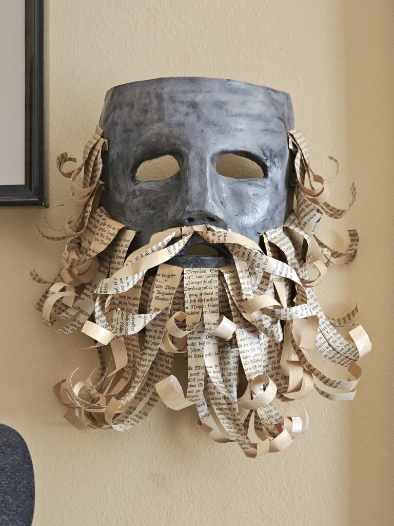 Eremites - The Hermit. Burnished ceramic, lacquered paper, cotton rope. 28x25x12 cm (2026)